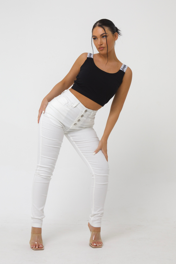 Georgia White Skinny Fit Stretch Denim Jeans