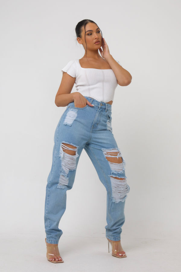 Fitted Ripped Jeans Outlet – Pindydoll